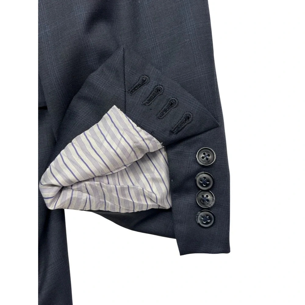 Ermenegildo Zegna Italy 54 44R Navy Windowpane Blazer Jacket Sport Suit Coat